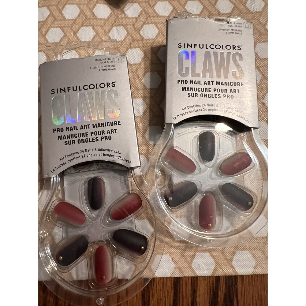 Sinfulcolors Claws‎ Pro Nail Art Manicure Press On Nail Medium Level Up 2 Pack